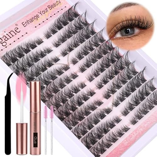 Cat Eye Lash Extensions Kit Natural Lashes Clusters Cat Eyelash Extension Natural Cluster Lashes Left&Right Fox Eye Eyelash Cluster Kit with Glue, Tweezers, Brushes 8-16MM 132pcs 11 Pairs by Zegaine