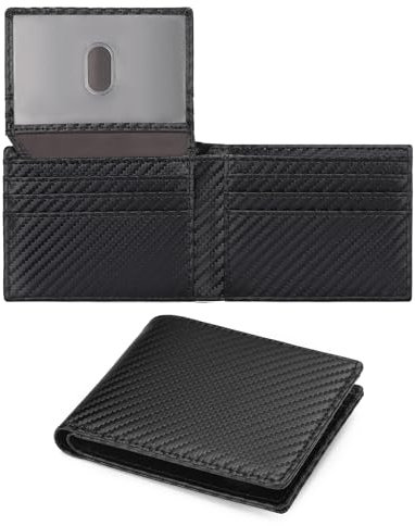 GAEKEAO Ultrathin RFID Blocking Bifold Leather Wallet for Men With ID Windows & Zipper Coin Pocket - Gift Box Included