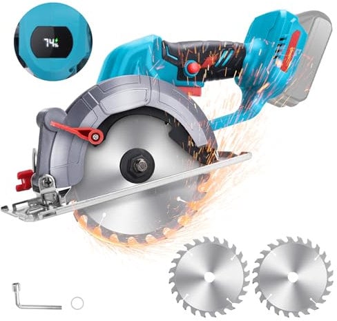 Cordless Circular Saw for Makita 18V Battery, 12000Rpm Brushless Circular Saw with 2 Saw Blades(150mm), 0-45° Bevel, 56mm Depth, Electric Circular Saw for Cutting Wood/Ceramic Tiles/Marbl (Tool Only)
