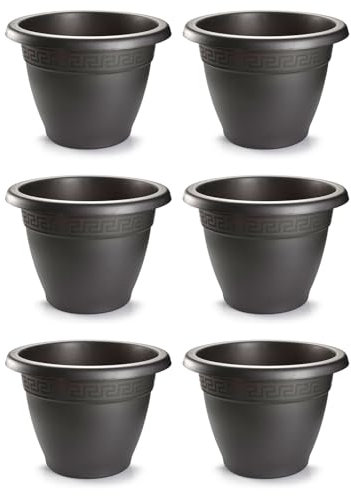 Tradineur Lot de 6 pots de fleurs ronds en terre cuite en plastique pour extérieur et intérieur de la maison Ø 60 cm
