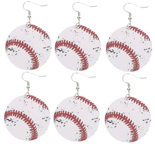 DEARMAMY 3 Paare Baseball-ohrringe Schmuck Für Paare Für Damen Basketball- Fußballgeschenke Basketball-ohrringe Damen Ohrringe Vintage- Weibliche Ohrringe Leder
