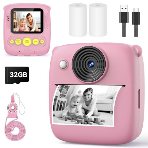 RADEKLY Instant Print Camera for Kids, 1080P HD Kids Digital Cameras Instant Print Photos with 32GB SD Card, Christmas Birthday Gifts for 3 4 5 6 7 8 9 10 11 12 Year Old Girls Boys