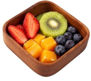 Wooden Tray Serving Bowl for Salad with Two Compartment(Square 15x15cm) | Rustic Server for Foods, Salads, Fruits, Bread, Wooden Salad Bowl, Entryway Key Catch Tray