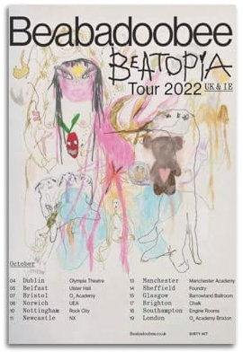 Beabadoobee BeatopiaAlbum-Poster, Kunstdekoration, Wandposter, Innenposter, Druckdekoration, Bar, Restaurant, Dekoration, Ästhetik, Poster, Wohnzimmer, 30 x 45 cm, ungerahmter Stil 29