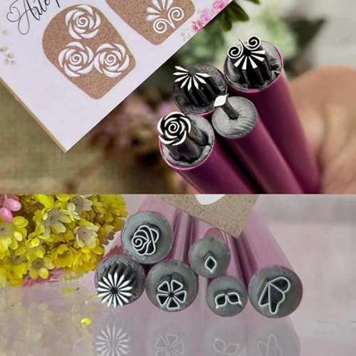 Nail Art Stamp Pen Set,Nail Art Pen Set, Nail Art Flower Stamp Pen, Nail Graffiti Nail Art Dotting Tools, Stamp Nail Art Tool with Different Patterns, Easy to Use (10pcs)