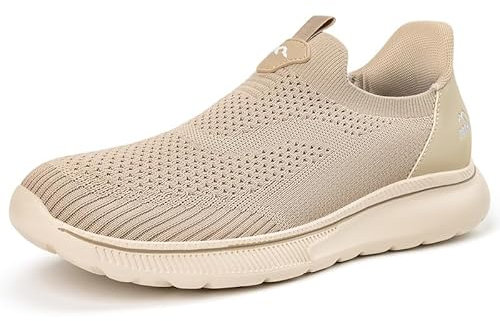 ODCKOI Zapatillas deportivas para hombre sin cordones, de malla, transpirables, ligeras, cómodas, ligeras, ligeras, para correr, 1645 Khaki, 44 EU