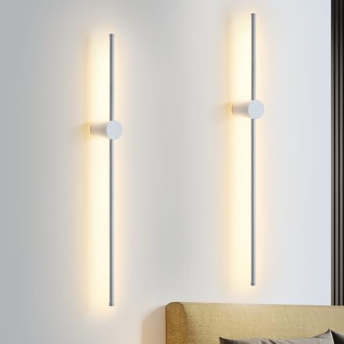 ZMH 2ER Wandleuchte Innen Wandlampe LED - 60CM Weiß Flurlampe Modern Design Treppenhauslampe Warmweiß 3000K Schwenkbar Wandbeleuchtung für Schlafzimmer Flur Treppenhaus Kinderzimmer Wohnzimmer