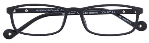 DIDINSKY Gafas de Lectura o Presbicia Graduadas Anti bluelight Anti Luz Azul para Hombre y Mujer. Tacto Goma, Patillas Flexibles y Cristales Anti-reflejantes. 4 colores – ARKEN (Graphite Bio, 1, x)