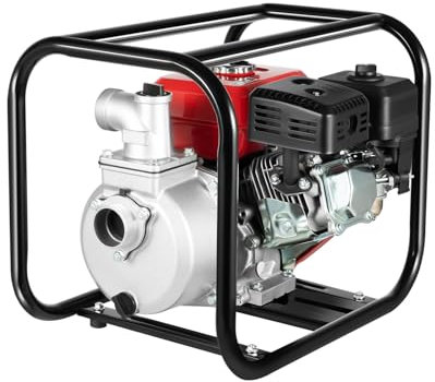 Wasserpumpe Wasser Pumpe Kraftvolle Wasserförderpumpe mit Benzinmotor für Gartenbewässerung und Entwässerung 4000W 7.5 PS 26m Förderhöhe 1000L/min Durchflussrate 7.5m Rohr (2 Zoll)