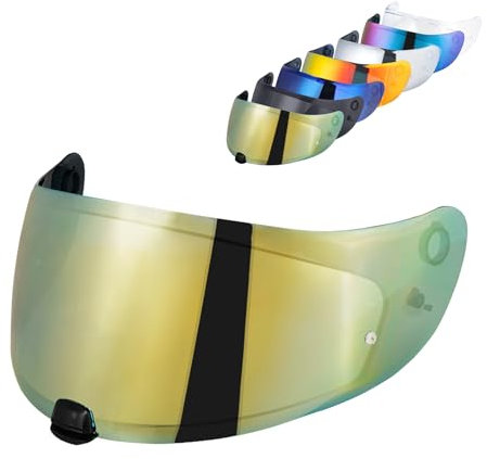VCOROS Helm Visier für C70 FG-17 IS-17,Motorradhelm Visier,Motorrad Windschutz Helm Objektiv Visier Vollgesichts,Motorradhelm Zubehör Ersatz (Gold)