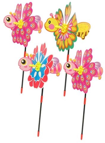 POPETPOP 2 Sätze Dekorative Windmühle Für Kinderspielzeug Children Toys Spinner Anlage Cartoon-Bienen-windspiele Dekoration Mit Windrädern Für Plastik 4 Stück * 2