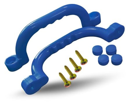 Spielturmking® Handgriffe Spielturm - Wetterfeste Sicherheitsgriffe mit Griffmulden, Robuste Griffe Spielturm, Haltegriffe Spielturm, Klettergriffe Kinder Indoor & Outdoor (Blau, 2er Pack)