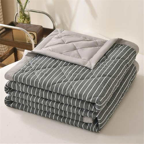 Mateju Bettüberwurf Tagesdecke de Gesteppt Klassisches Plaid, Mikrofaser Tagesdecken Überwurf Atmungsaktive Leicht Dünn Sommerdecke,Steppdecke Weich Sofaüberwurf (Schwarz gestreift,150 * 200cm)