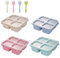 WEELOO Snack Containers Lunch Box, Lunchable Container with 4 Compartments and 4 Forks, Snackle Boxes Container Stackable and Reusable Lunch Snack Containers Storage Box