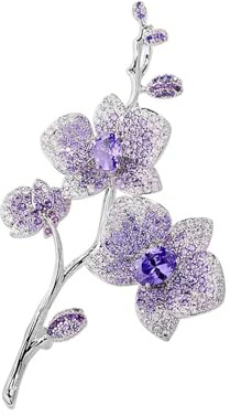 Broche Élégante Orchidée Pour Femme Fleur Bifurquer Cristal Zirconium Violet Accessoire De Mariée Robe Costume Cérémonie Soirée Bijoux Délicat Pour Bouquet Décoration Florale Pour Elle