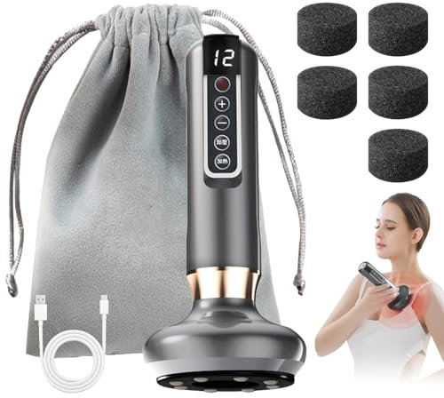 Serenya Masseur Anti-Cellulite Électrique, Ventouse Puissante avec Gua Sha, Chaleur Infrarouge et Vibration, Raffermit Cuisses, Ventre, Fesses, Peau Lisse (Gris)