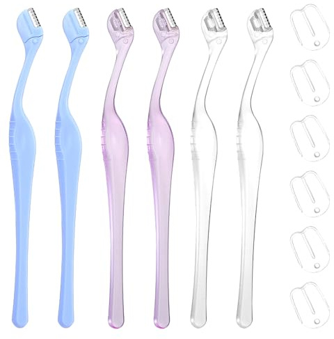 Mini-Augenbrauenrasierer, 13 cm, Augenbrauenrasierer für Damen und Herren, Gesichtsrasierer mit Sicherheitskappe für Make-up, Gesichtspflege, 6 Stück (mehrfarbig)