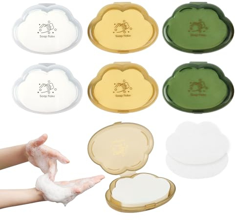 pawpoem 6 Stück 300 Seifenblätter für Unterwegs, Travel Soap, Tragbare Mini Seife Boxen, Reiseseife & Paper Soap, Einweg-Seifenpapierblätter für Outdoor, Camping, Wandern & Reisen