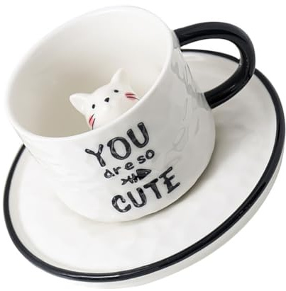 TOBBOMEY Tazza con Animale Scolpito Mug Animato e Ufficio Coppa Bevande Calde Regalo Originale