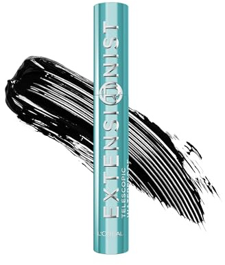 L'Oréal Paris Waterproof Mascara, Telescopic Extensionist in Black | Lengthening and Curling Mascara, Waterproof, Up To +5mm Closer To Your Brows*, Up To 24 Hour Wear, Black