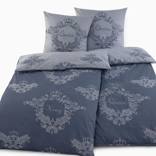 KH-Haushaltshandel 4-TLG. Renforce Partner Wende Bettwäsche 2X(135x200 + 80x80cm), 100% Baumwolle, King+Queen (W421040)