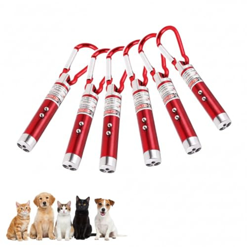 6 PCS Juguetes para Mascotas Puntero Linterna LED con Función de Detección de Moneda Guía de Iluminación para Gatos y Perros