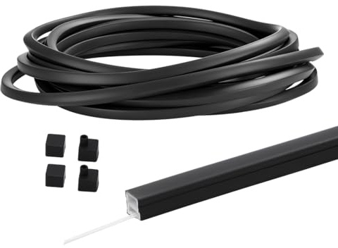 Umllpet LED Silikon Profil Schwarz 6m, Flexibel LED Leiste Profil und Diffusor, 12×12mm für Akustikpaneele mit Endkappen & Montageclips Wasserdicht Led Strip Abdeckung (Schwarz, 6M)