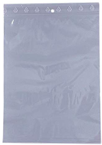 100 sachets à fermeture zip format 220 x 280 mm 20 x 28 cm pochette zip qualité alimentaire aux normes CEE 50 microns sachet congélation emballage sac solide recyclable avec trou de suspension