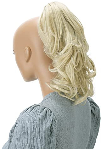 CAISHA 35cm Haarteil Helena Zopf Haarverlängerung mit Butterflyklammer Voluminös Gewellt Hellblond H134