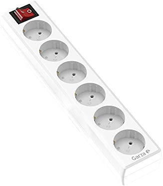 Garza Power - Regleta de 6 enchufes | Sin Cable | con Interruptor | Ladrón múltiple | Protección infatil | Color Blanco