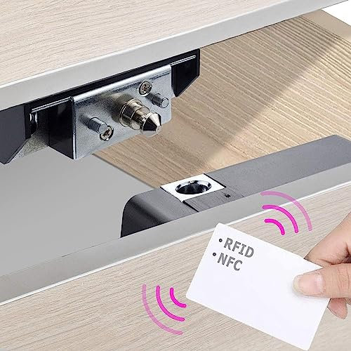 RFID Cabinet Lock, Smart NFC Electronic Locks for Drawer, Hidden Card Lock for Wooden Cabinet Cupboard Pantry Furniture (Android iOS)