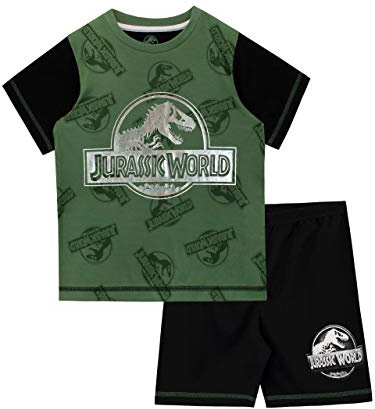 Jurassic World Pigiama a Maniche Corta per Ragazzi Dinosauro Nero 9-10 Anni