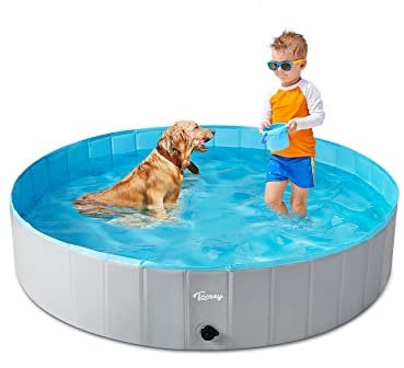 Toozey Piscina para Perros Grandes y Pequeños, 80cm / 120cm / 160cm Piscinas para Perros Plegable, Antideslizante, Piscina para Perros 100% Seguro y No Tóxico