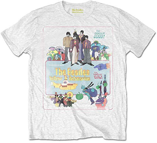 The Beatles Unisex Adult Yellow Submarine Movie Poster T-Shirt (XL) (White)