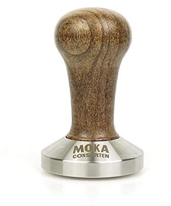 Moka Consorten Tamper Special Edition | ø 58,5 mm | konvex | Verschiedene Griffe | Made in Italy (Dunkelbraun, Eschenholz)