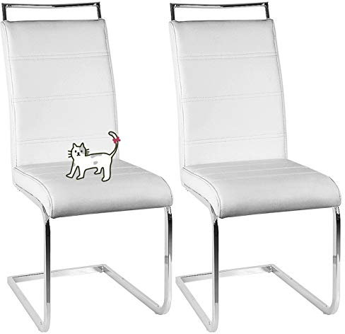 Yizhe Esszimmerstühle Schwingstuhl Set,2/4 Set Modern,Bezug aus Lederimitat,Wohnzimmerstuhl,Kann in Küche, Esszimmer, Wohnzimmer, Hotel, Schlafzimmer, Lobby, Fast Food verwendet Werden (Weiß, 2)