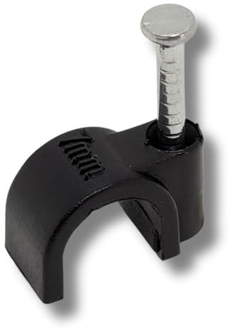 Lumonic 100x morsetto a chiodo 7mm per cavo nero - morsetto per cavo con chiodo 18mm, ad esempio per il montaggio a parete - morsetti per cavo di dive