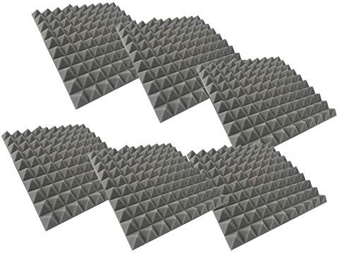 Tonsee 6 Akkustik Platten Akustikschaumstoff Fliesen Dämmung Wanddeko Pyramiden Noppenschaumstoff Breitbandabsorber Decke Foam Feuerhemmend 30x30x2.5cm Blau Schwarz Rot (Grau)