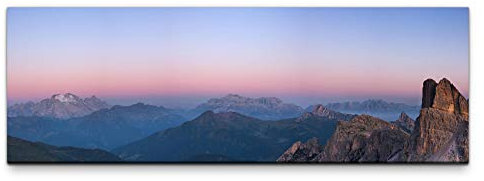 Eau Zone Leinwandbild auf Echtholzrahmen Dämmerung in den Dolomiten 150x50cm