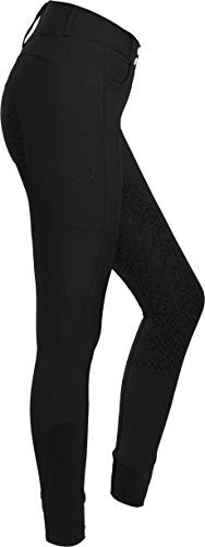 RIDERS CHOICE High Waist Vollbesatzreithose, Damen Reithose mit Silikonvollbesatz und Handytasche - RidersDeal Collection für Reiter, Black, Gr. 32