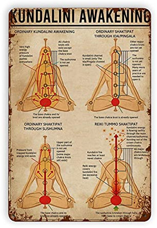 Awakening Knowledge Blechschilder, Kundalini Awakening Knowledge Metallblechschild Lustige Garage Cafe Badezimmer Plakette für Bar Salon Farm Home Vintage Art Wall Decor Retro Poster 8x12 Inch