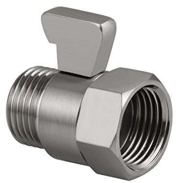 Shower Shut Off Valve, Shower Flow Control Valve,Soild Brass Flow Pressure Regulator for Handheld Shower Head G1/2 Brushed Nickel