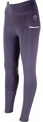 AK Wintex Anzieh-Reithose mit hoher Taille, Winter-Reit-Leggings/Reithose mit Vollbesatz und Silikonbesatz, Schwarz , M
