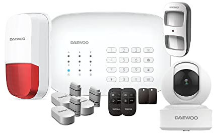 Daewoo Security SA635 - Modelo House Compatible Animales, Alarma Casa Inalámbrica WiFi/gsm Conectada, Sirena Exterior, 1 Cámara, Compatible con Amazon Alexa, Google Home Blanco