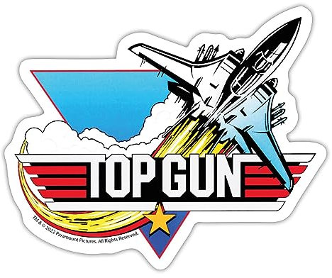 Spreadshirt Top Gun Kampfjet Logo Sticker, max. 10 x 10 cm, 10 x 10 cm, Mattweiß