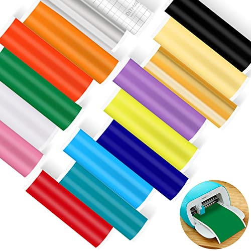 Smart Vinyl Permanent für Cricut Joy 15 Stück Vinyl Plotter Film 14x30.5cm Plotterfolie Selbstklebend Transferfolie Plotter Set für DIY Tassen, Autos, Banner, Dekoration