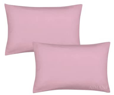 AIMANE® Percale Pair of Housewife Pillowcases 50 x 75 CM Polycotton Easy Care Plain Dyed Pillowcases Envelope Closure (Pink, Housewife Pillowcases)
