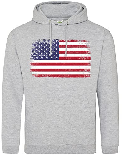 USA Flag Mens Hoodie, America World Football Gifts for Dad or Grandad, American Soccer Supporters Cup Hooded Top 2022, S, Sport Grey