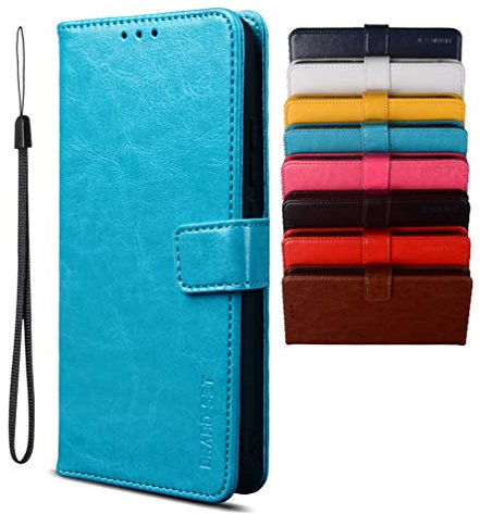 BRAND SET Hülle für T-Mobile T Phone Pro 5G Handyhülle, Magnetverschluss Premium PU Leder Flip Case, mit Kartenfächern Brieftasche Standfuntion Schutzhülle für T-Mobile T Phone Pro 5G-Blau