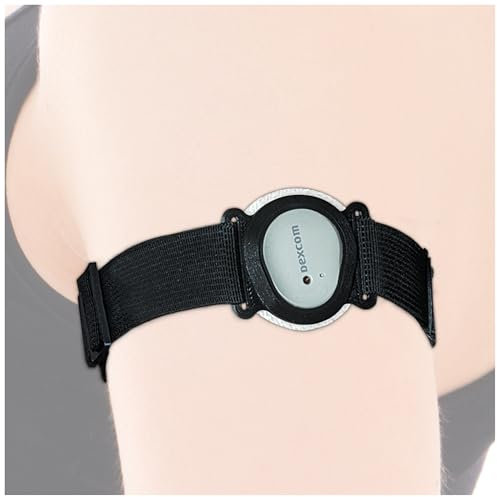 DiaBrothers Dexcom G7 Fixierband Fixierung Halter mit verstellbarem Armband - Halter: schwarz - Armband: schwarz - Größe: M (25-35 cm)